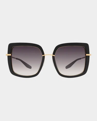 Barton Perreira Margret Square Sunglasses In Black/gold