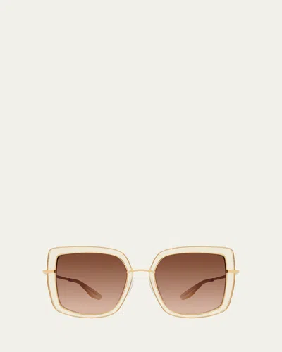Barton Perreira Margret Square Sunglasses In Champagne