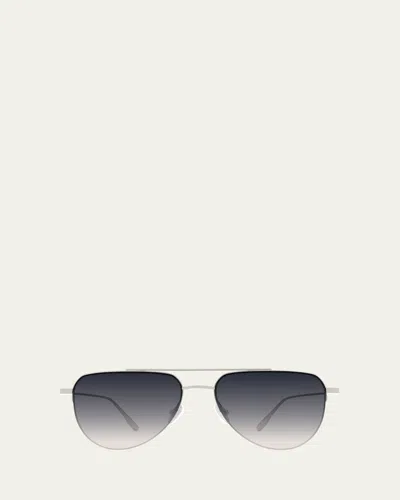 Barton Perreira Mcnair 55mm Titanium Aviator Sunglasses In Metallic