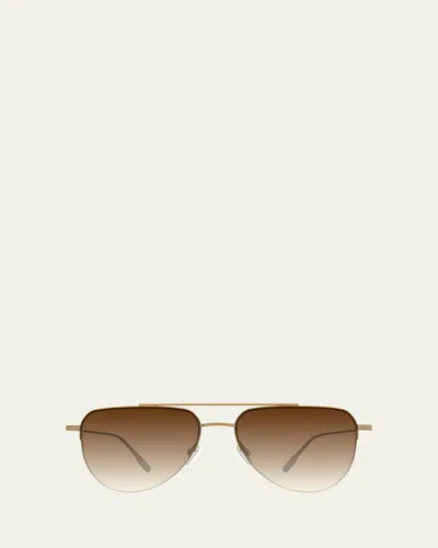Barton Perreira Mcnair 55mm Titanium Aviator Sunglasses In Brown