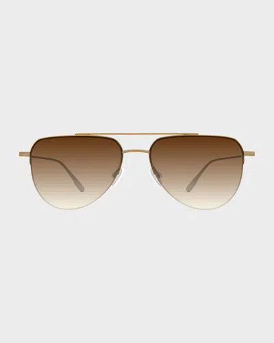 Barton Perreira Mcnair 55mm Titanium Aviator Sunglasses In Gold