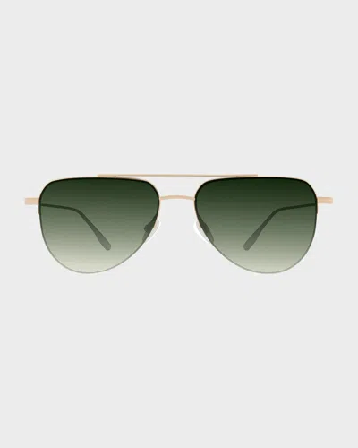 Barton Perreira Mcnair 55mm Titanium Aviator Sunglasses In Green
