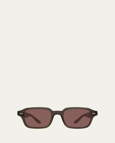 Barton Perreira Men's Acetate Rectangle Sunglasses In Brown