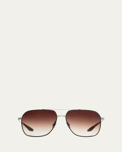 Barton Perreira Men's Aeronaut Double-bridge Metal Aviator Sunglasses