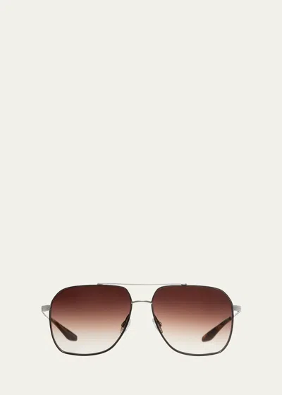 Barton Perreira Men's Aeronaut Double-bridge Metal Aviator Sunglasses