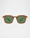 Barton Perreira Men's Nolan Acetate & Titanium Rectangular Sunglasses In Brown