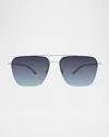 Barton Perreira Men's Armstrong Titanium Aviator Sunglasses In Armstrong Platinum  Aegean Gradient