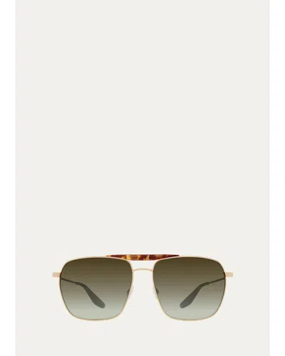 Barton Perreira Men's Bhanot Titanium Aviator Sunglasses In Gold
