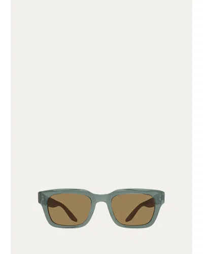 Barton Perreira Men's Butzi Acetate Rectangular Sunglasses In Brown