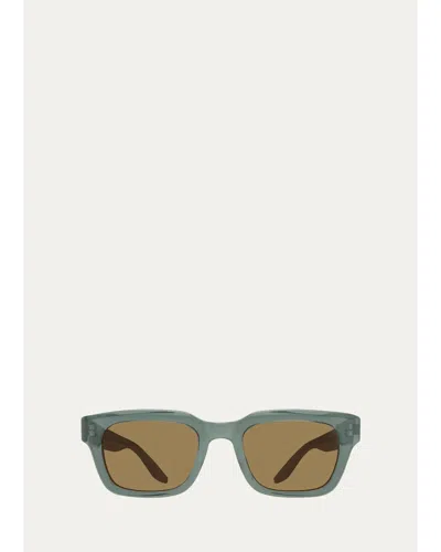 Barton Perreira Men's Butzi Acetate Rectangular Sunglasses In Brown