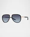 Barton Perreira Men's Cani Acetate And Titanium Aviator Sunglasses In Cani Black Gold