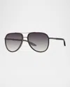 Barton Perreira Men's Cani Acetate And Titanium Aviator Sunglasses In Cani Matte Dusk Pewter