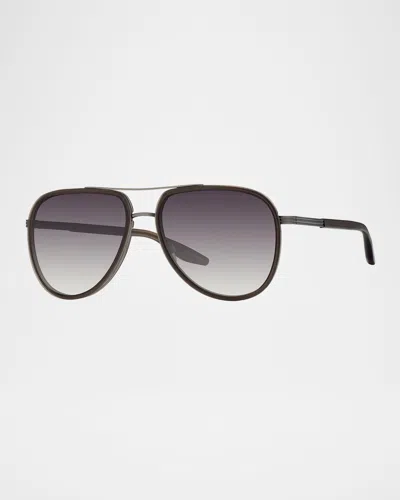 Barton Perreira Men's Cani Acetate And Titanium Aviator Sunglasses In Black