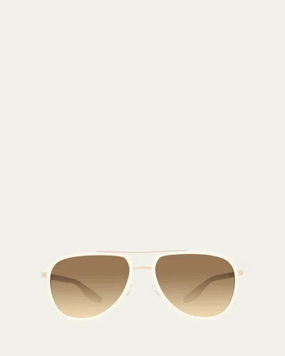 Barton Perreira Men's Cani Zyl And Titanium Aviator Sunglasses In Ivorygold