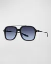 BARTON PERREIRA MEN'S D. ELLIS ACETATE AND TITANIUM SQUARE SUNGLASSES