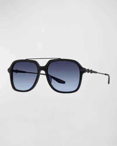 Barton Perreira Men's D. Ellis Acetate And Titanium Square Sunglasses In Black