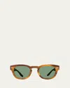 Barton Perreira Men's Demarco Acetate Square Sunglasses In Tortoise/silver/bottle Green