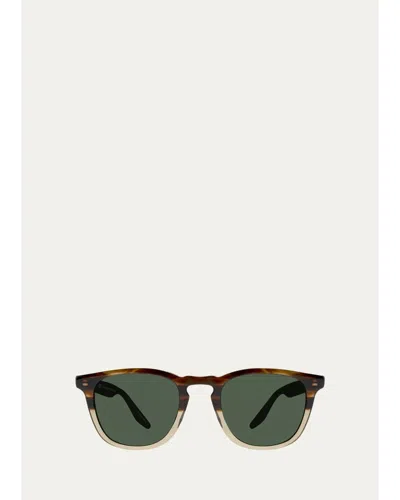 Barton Perreira Men's Dino Acetate Keyhole-bridge Square Sunglasses In Hickory Gray