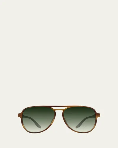 Barton Perreira Men's Double-bridge Acetate Aviator Sunglasses In Green