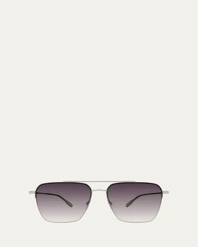 Barton Perreira Men's Double-bridge Titanium Aviator Sunglasses In Gray