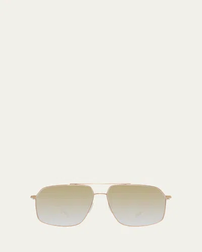 Barton Perreira Men's Double-bridge Titanium Aviator Sunglasses In Gray