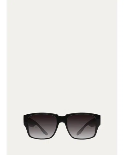 Barton Perreira Men's Duke Acetate Oversized Square Sunglasses In Black