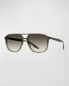 Barton Perreira Men's Gyalis Plastic Rectangle Sunglasses In Green
