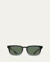 Barton Perreira Men's Hamilton X 000 Zyl Rectangle Sunglasses In Blk Graphite Vintage Green