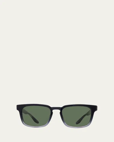 Barton Perreira Men's Hamilton X 000 Zyl Rectangle Sunglasses In Blk Graphite Vintage Green