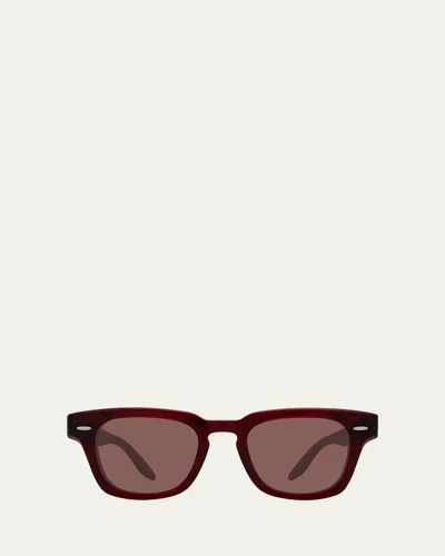 Barton Perreira Men's Keyhole-bridge Acetate Rectangle Sunglasses In Brown