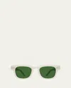 Barton Perreira Men's Keyhole-bridge Transparent Acetate Square Sunglasses In Green