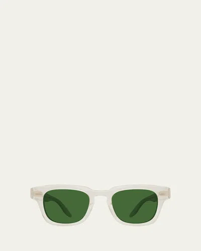Barton Perreira Men's Keyhole-bridge Transparent Acetate Square Sunglasses In Green