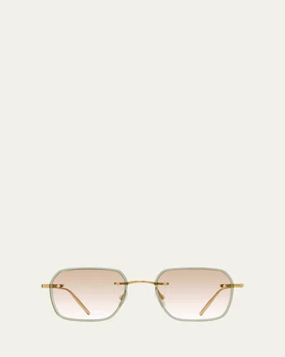 Barton Perreira Men's Louie Titanium And Acetate Square Sunglasses In Gold Absinthe Chai