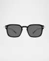 Barton Perreira Men's Nolan Acetate & Titanium Rectangular Sunglasses In Nolan Black  Gold  Noir