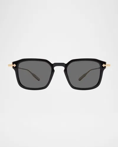 Barton Perreira Men's Nolan Acetate & Titanium Rectangular Sunglasses In Nolan Black  Gold  Noir