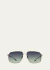BARTON PERREIRA MEN'S RENZO POLARIZED TITANIUM RECTANGLE SUNGLASSES