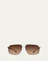 Barton Perreira Men's Renzo Polarized Titanium Rectangle Sunglasses In Pewter Old English