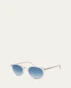 Barton Perreira Men's Round Gradient Transparent Acetate Sunglasses In Crystal