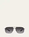 Barton Perreira Men's 007 Legacy Royale Navigator 61mm Sunglasses In Black Satin/gold/smolder