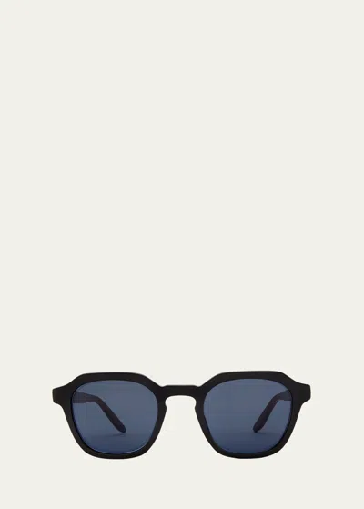 Barton Perreira Men's Tucker Zyl Square Sunglasses In Black Vintage Blu