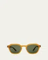 Barton Perreira Men's Tucker Zyl Square Sunglasses In Gold Honey Torasel Vint Green