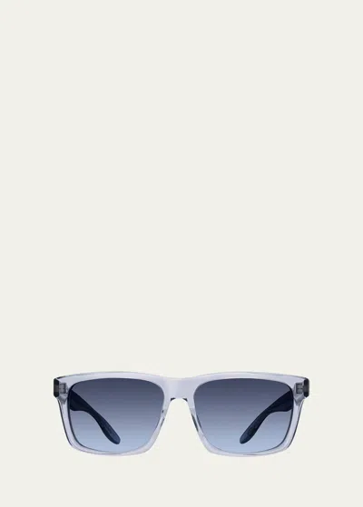 Barton Perreira Men's Walker Zyl Square Sunglasses In Blue Smoke/steel