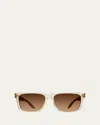 Barton Perreira Men's Walker Zyl Square Sunglasses In Champagne Old English