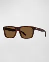Barton Perreira Men's Walker Zyl Square Sunglasses In Chestnut Sequoia Polarized