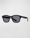 Barton Perreira Men's Winton Acetate Square Sunglasses In Black Noir