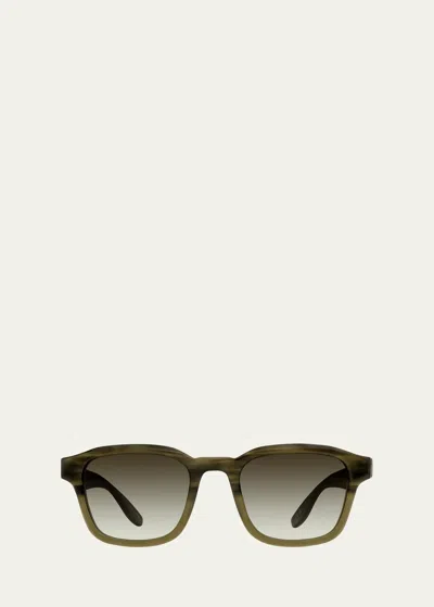 Barton Perreira Men's Winton Acetate Square Sunglasses In Rebel Salute Oliv