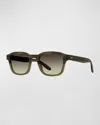 Barton Perreira Men's Winton Acetate Square Sunglasses In Rebel Salute Olive Gradient