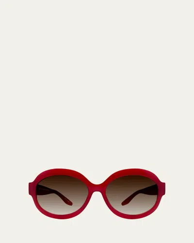 Barton Perreira Orleandra Round Sunglasses In Burgundy