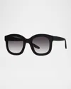 Barton Perreira Quannah Acetate Square Sunglasses In Quannah Black Smolder