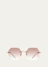 Barton Perreira Rhona Rimless Rose Gold Titanium Square Sunglasses In Rose Gold Chai